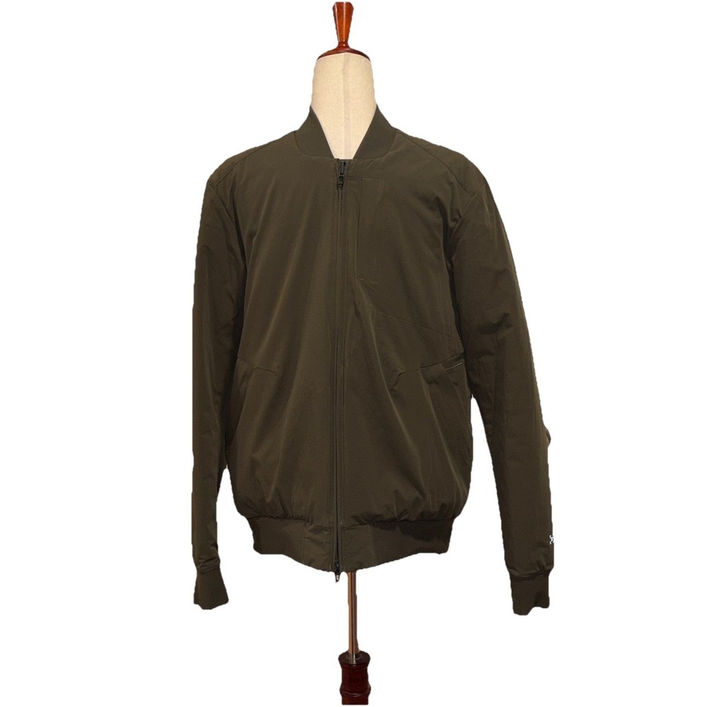 Lululemon Switch Over Reversible Men's Medium Bomber Jacket Quilted Olive Green